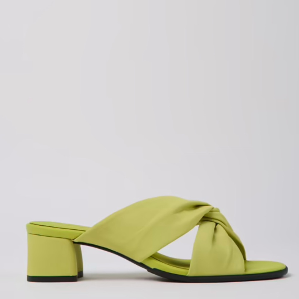 Camper Mules Womens Size 7 Lime Green Block Heel Slip On Sandals